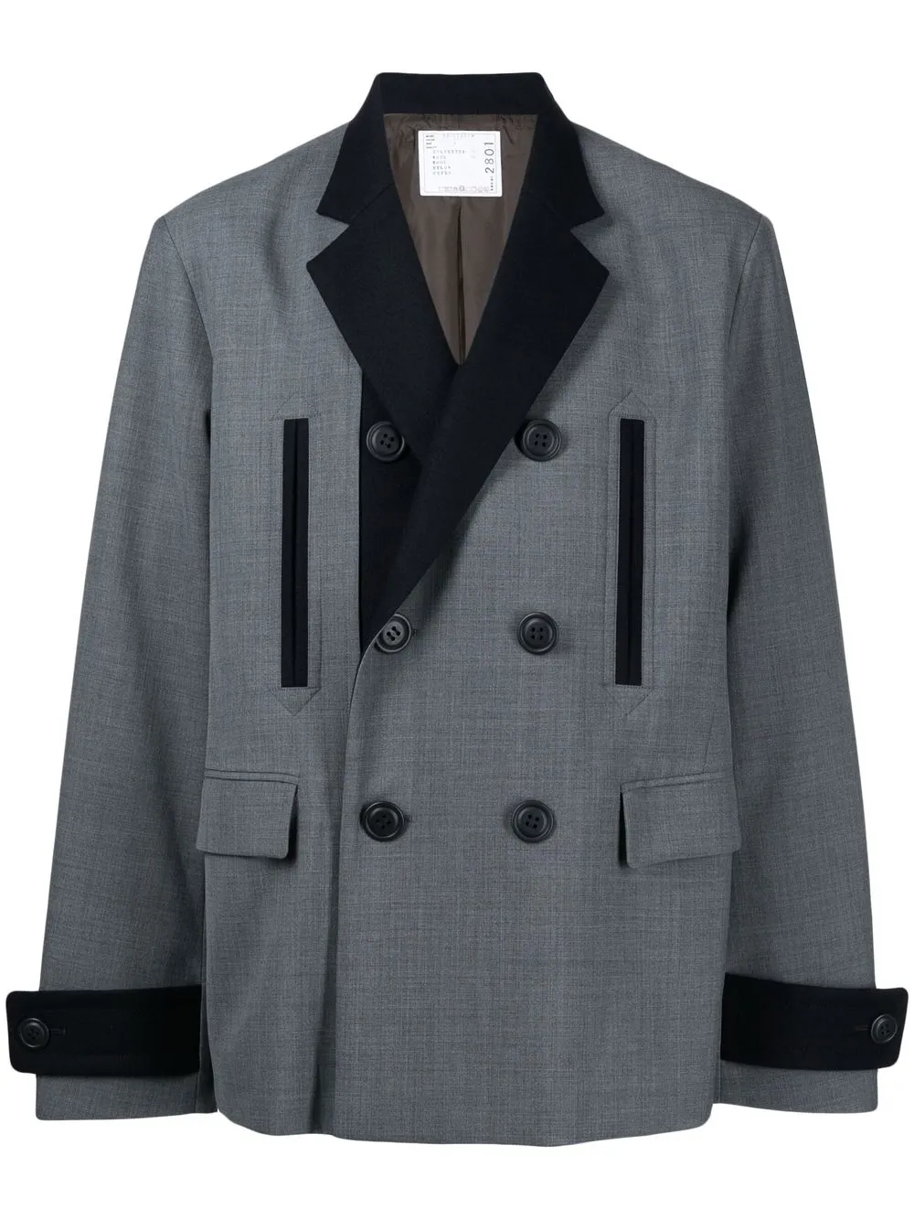 sacai blazer con paneles y doble botonadura - Azul