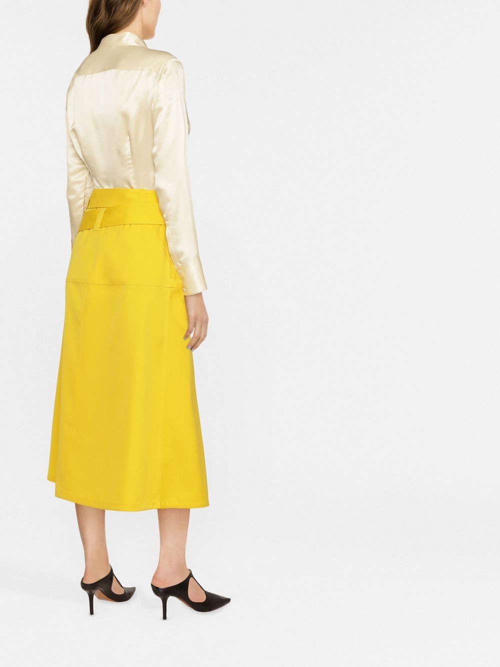 Jil Sander Belted Wool Midi Skirt Yellow FARFETCH