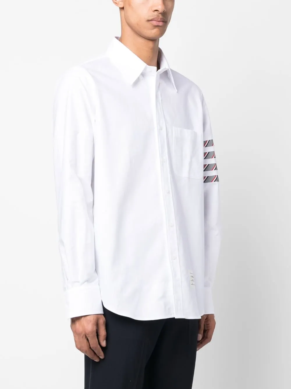 Thom Browne 4 Bar Stripe Silk Cotton Shirt White FARFETCH