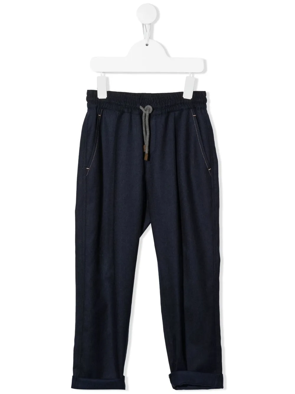 Brunello Cucinelli Kids pantalones con cordones en la pretina - Azul