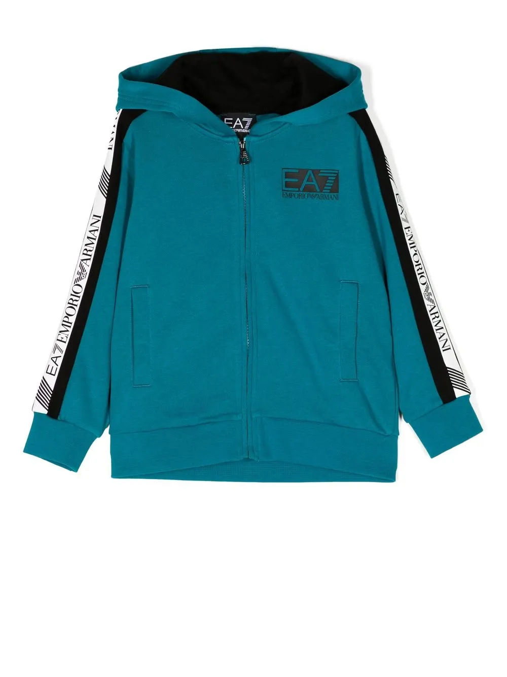 Emporio Armani Kids logo-patch zipped hoodie - Blue