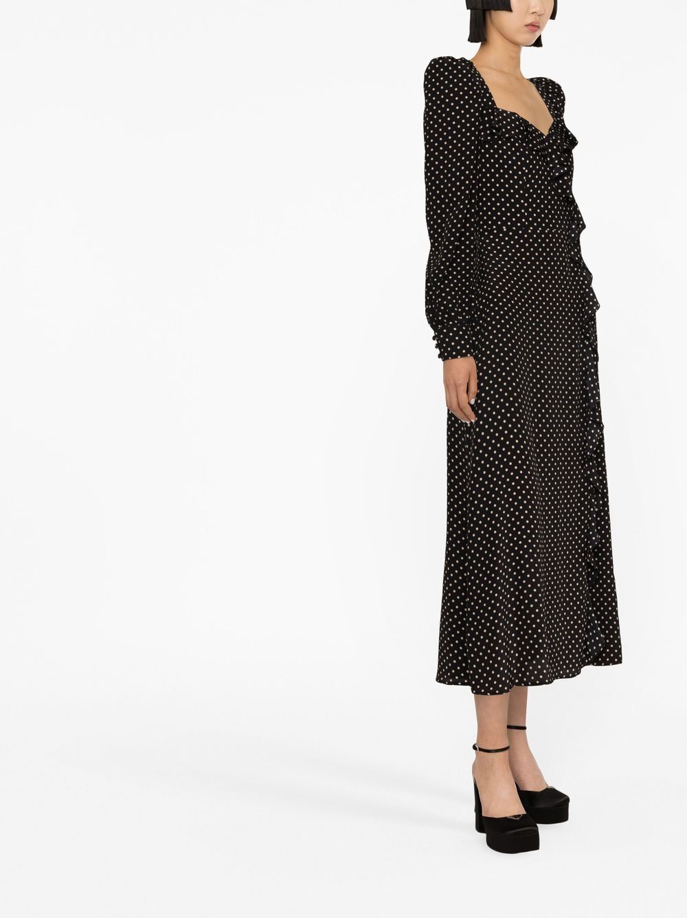 Alessandra Rich Polka Dot Silk Midi Dress Farfetch