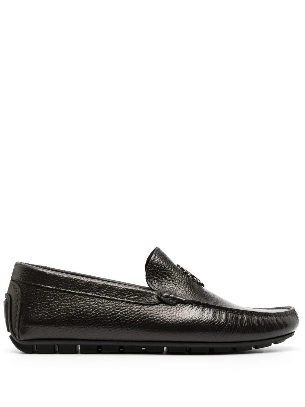 Roberto Cavalli logo-plaque leather loafer - Brown