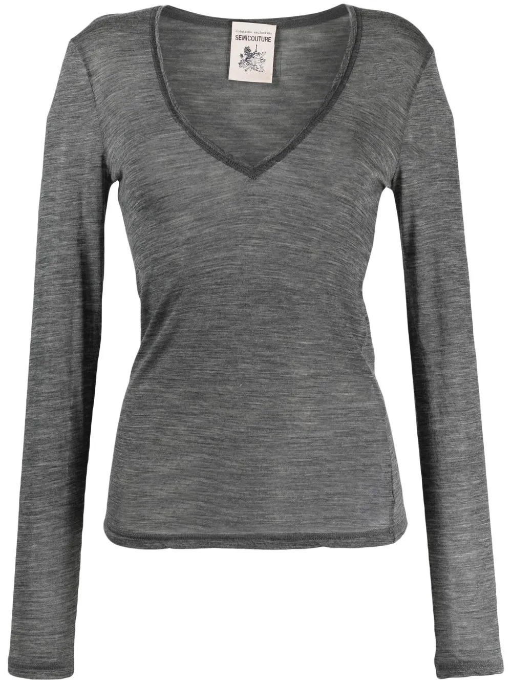 Semicouture V-neck fine-knit jumper - Grey