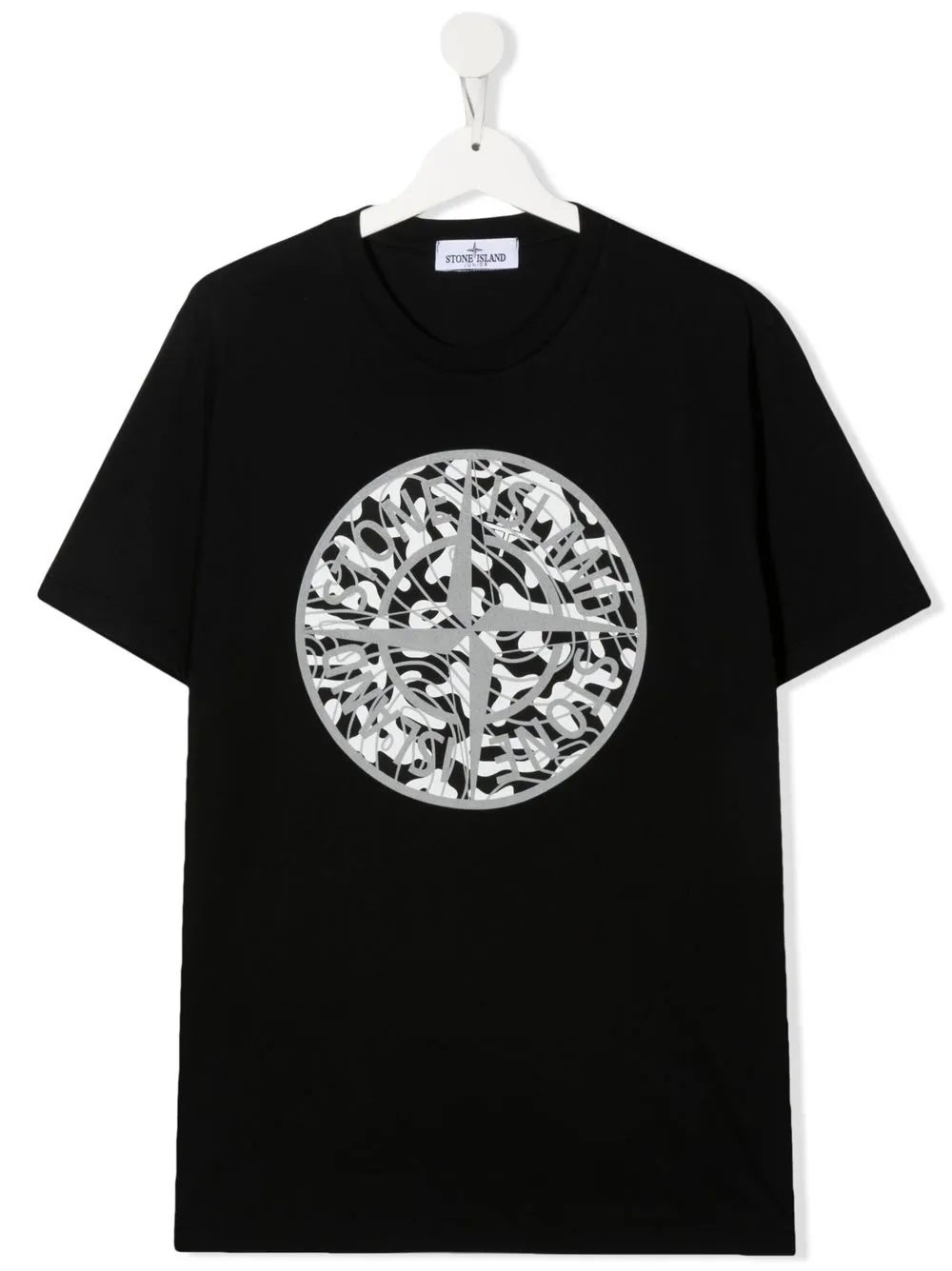 Stone Island Junior playera con logo estampado - Negro