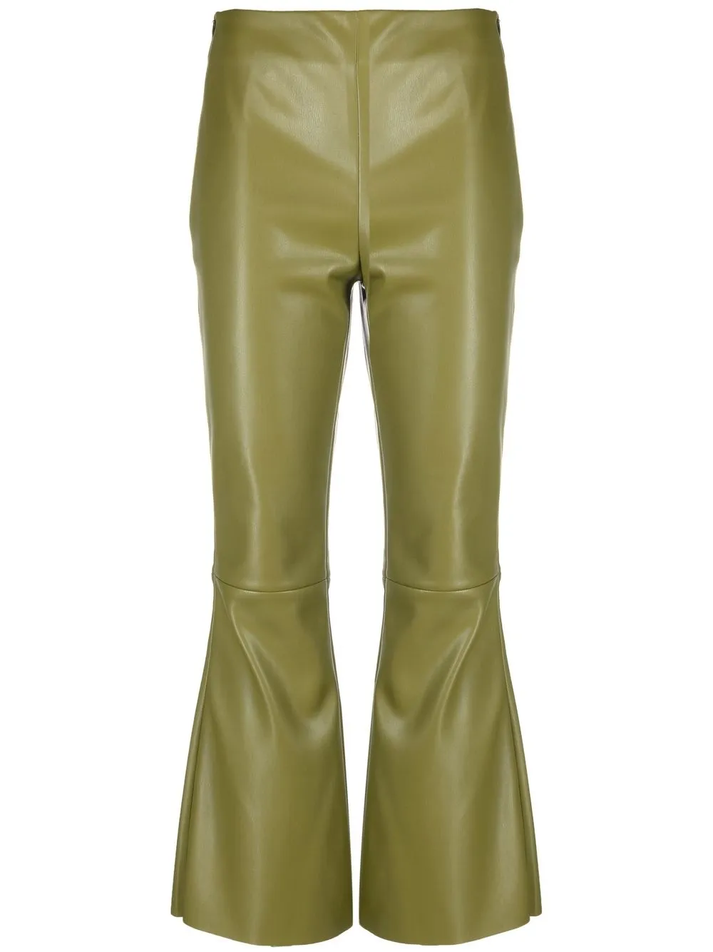 Róhe cropped bootcut leather-look trousers - Green