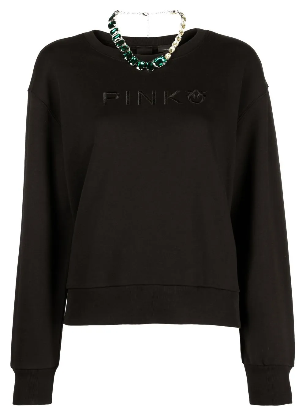 PINKO sudadera con logo bordado - Negro