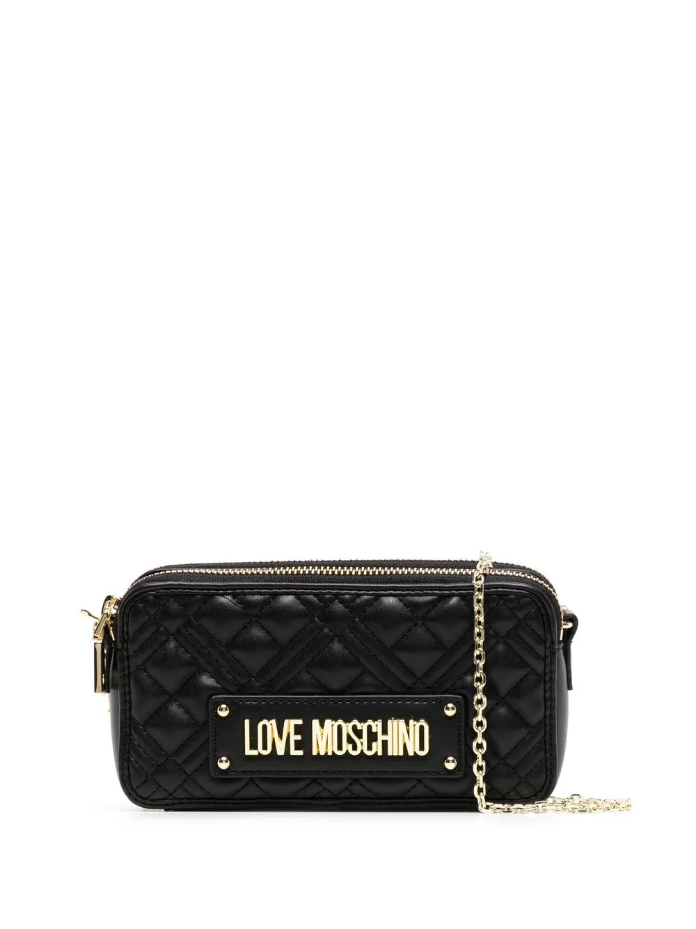 Love Moschino logo-plaque mini bag - Black