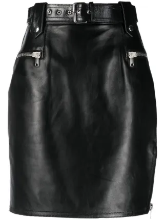 Alexander Mcqueen High Waisted Leather Mini Skirt Farfetch