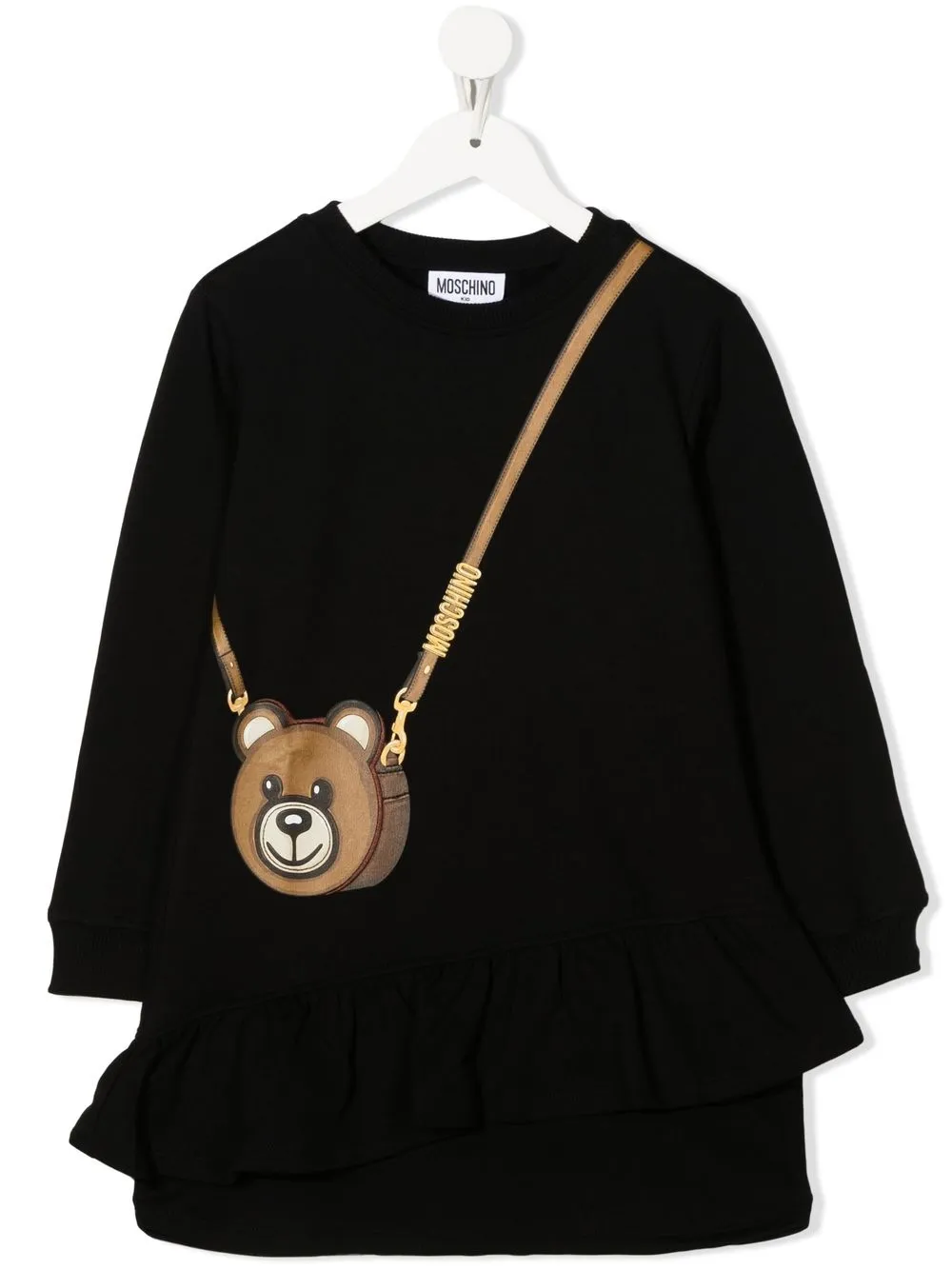 Moschino Kids vestido con logo estampado volantes - Negro