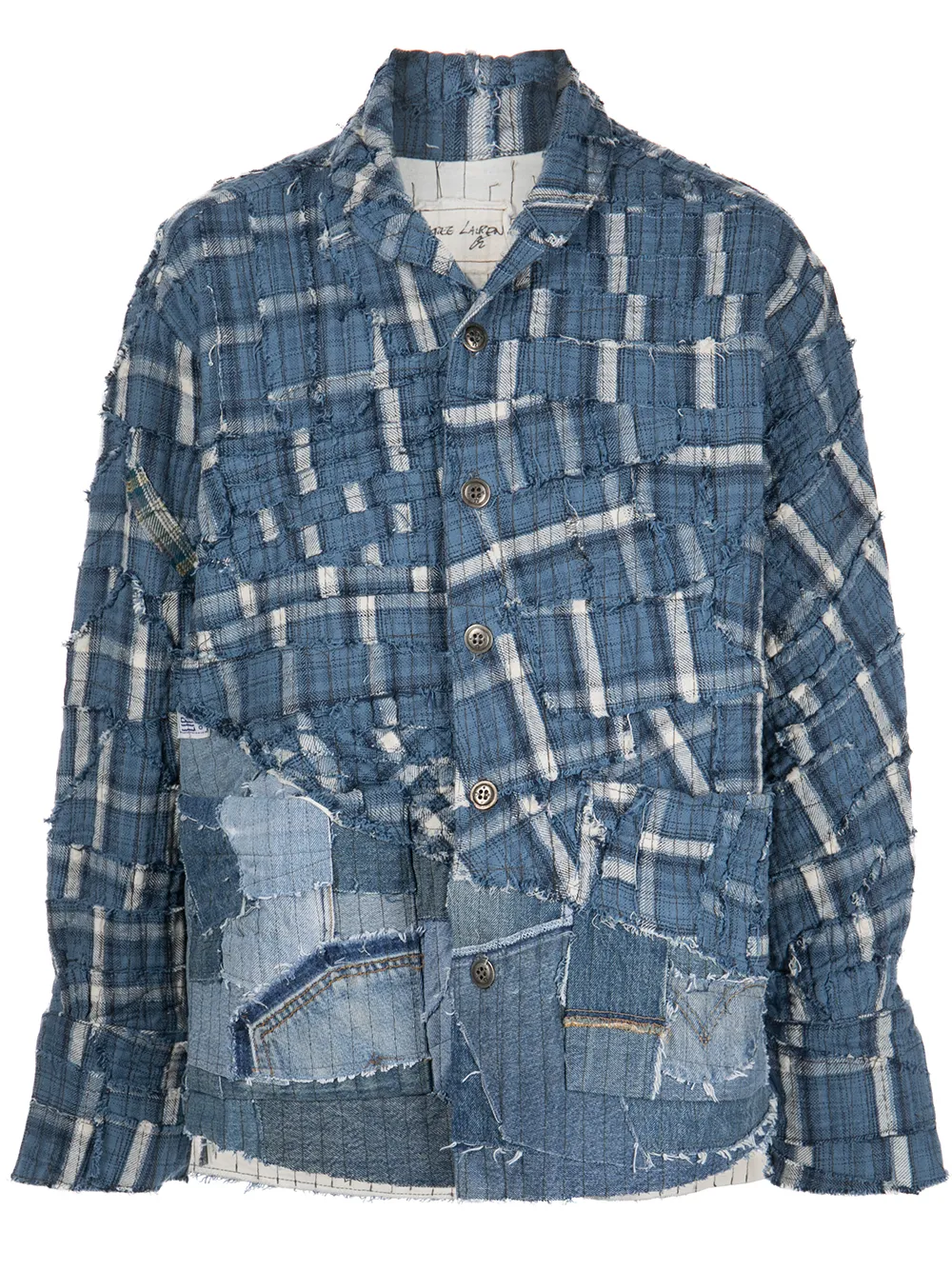 Greg Lauren patchwork denim jacket - Azul