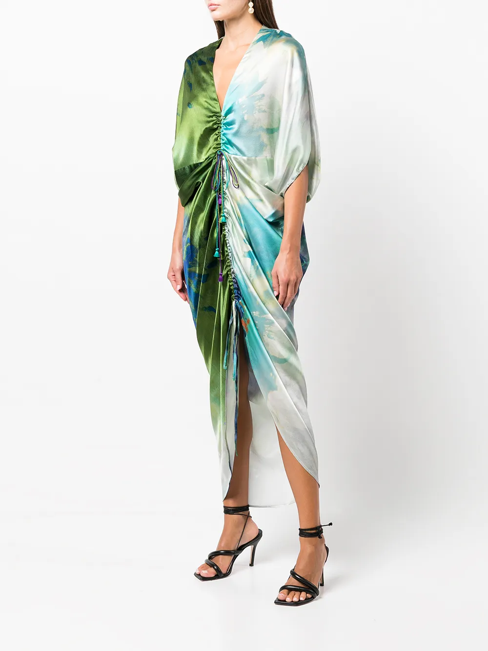 Silvia Tcherassi Cloister Floral Watercolour Silk Dress Farfetch