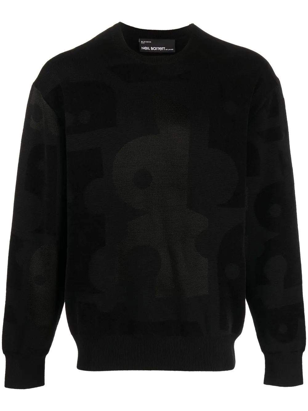 Neil Barrett intarsia-knit crew neck sweater - Black