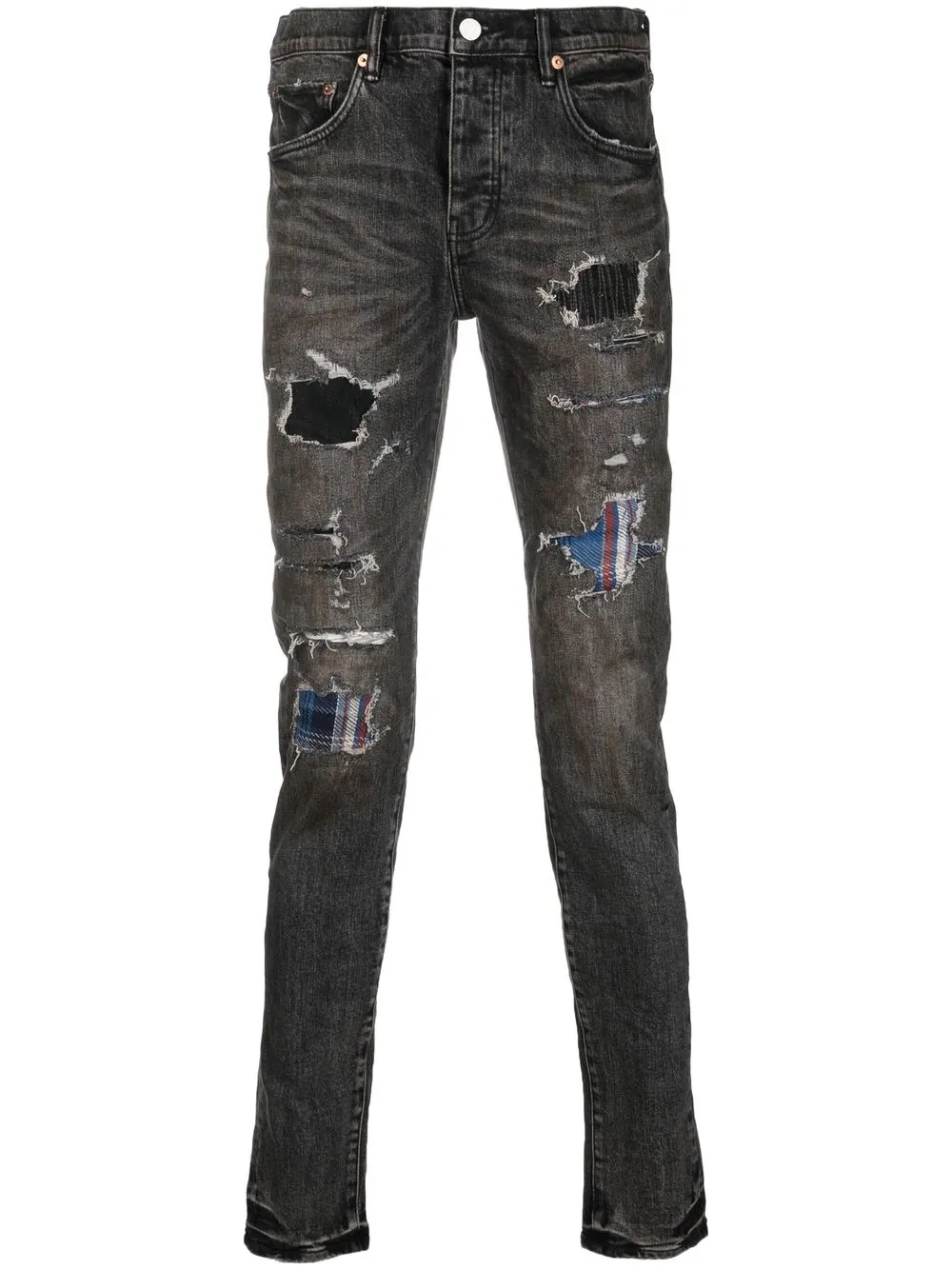 Purple Brand skinny jeans con tiro medio - Negro