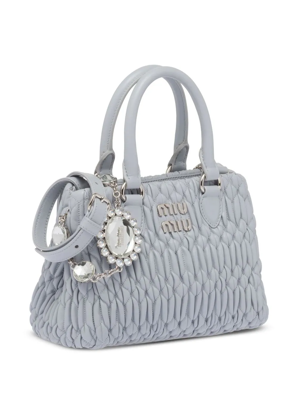 Miu Miu Crystal Embellished Logo Plaque Mini Bag Farfetch