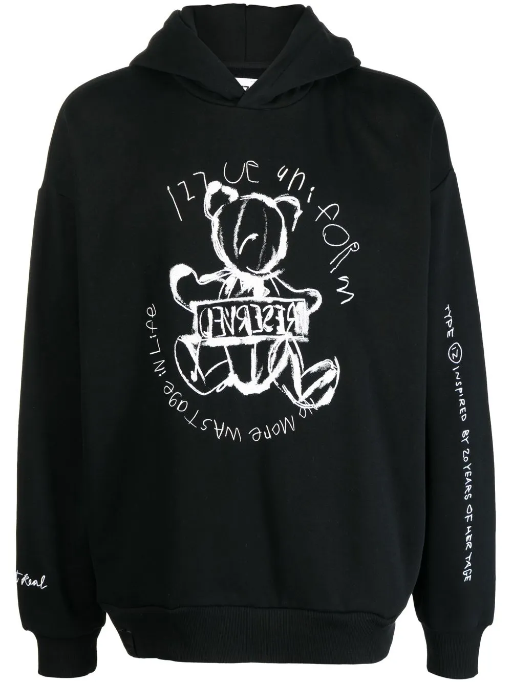 izzue graphic-print cotton hoodie - Black