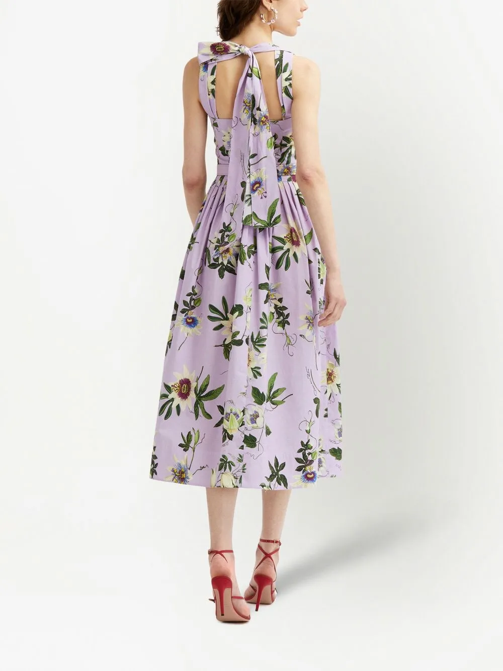 Oscar De La Renta Floral Print Midi Dress Farfetch