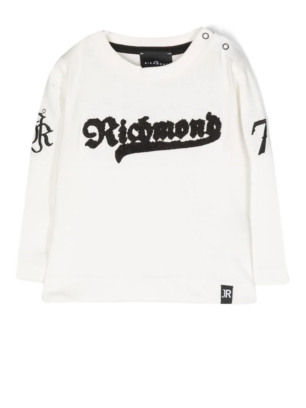 John Richmond Junior playera manga larga con logo bordado - Blanco