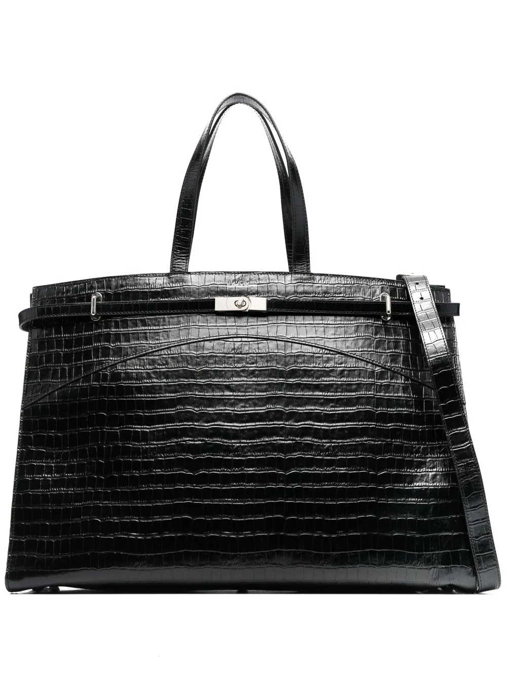 Flaneur Homme crocodile-embossed tote - Black