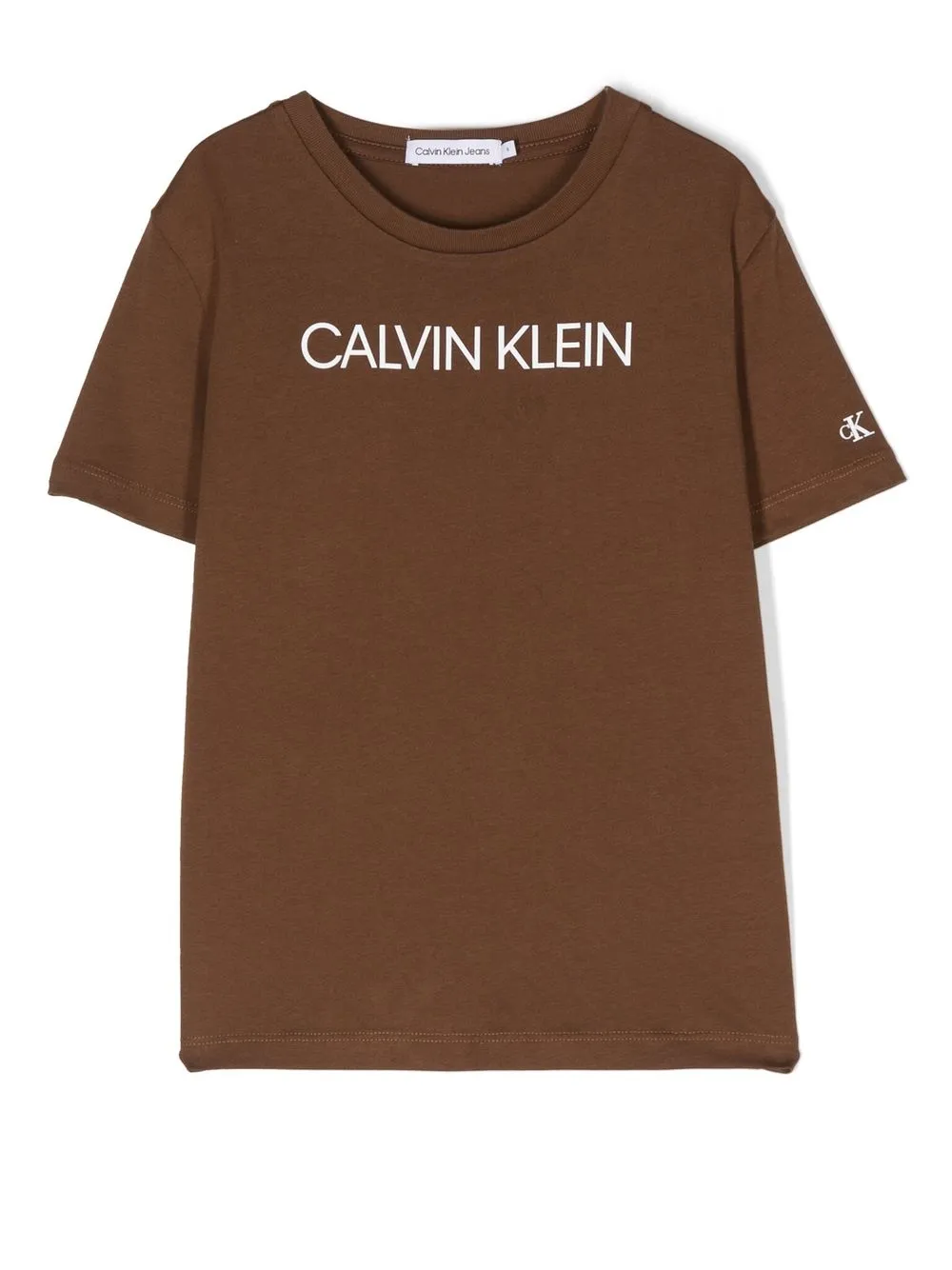 Calvin Klein Kids playera con logo estampado - Marrón