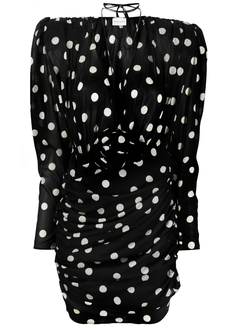 Magda Butrym Long Sleeve Polka Dot Mini Dress Black ModeSens