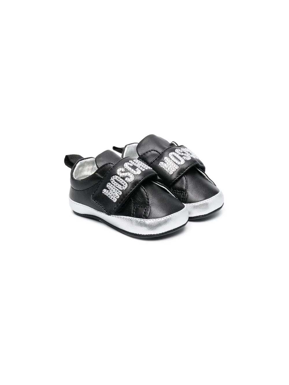 Moschino Kids tenis con logo y cierre autoadherente - Negro
