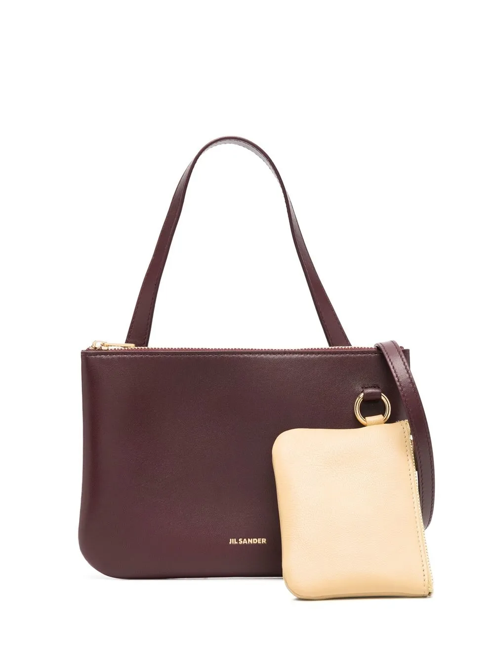 Jil Sander logo print leather crossbody - Red
