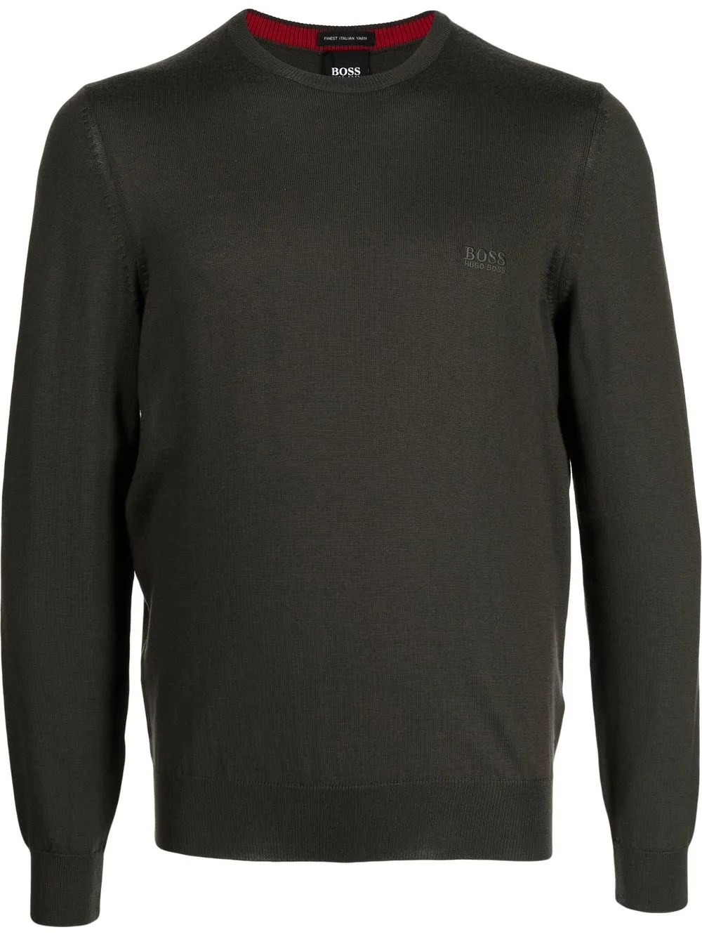 BOSS fine-knit embroidered-logo jumper - Green