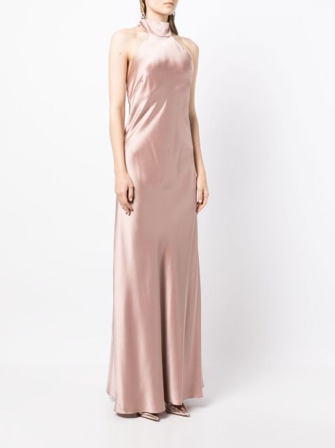 Michelle Mason Backless Halter Neck Gown Farfetch