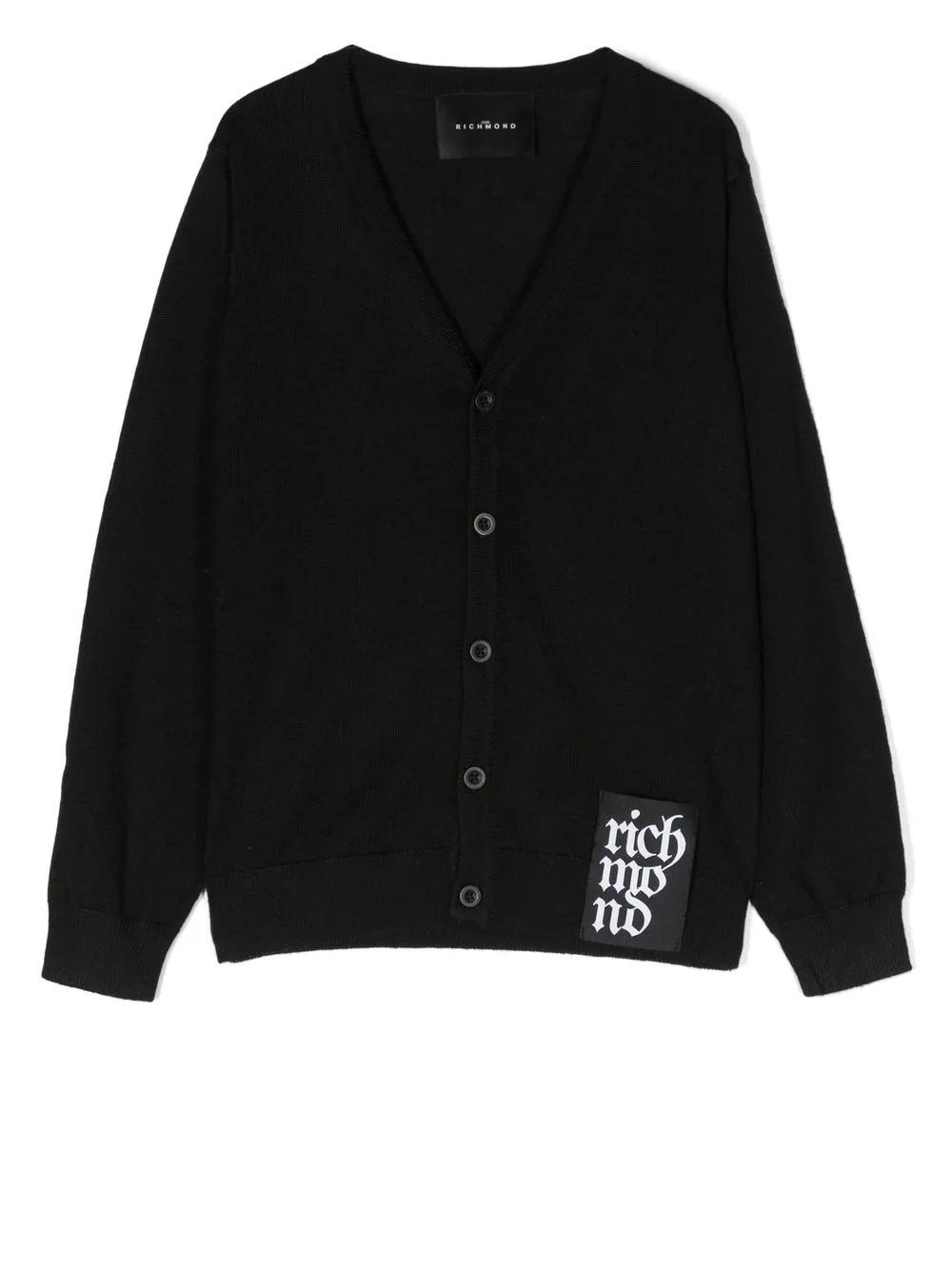 John Richmond Junior logo-patch wool cardigan - Black