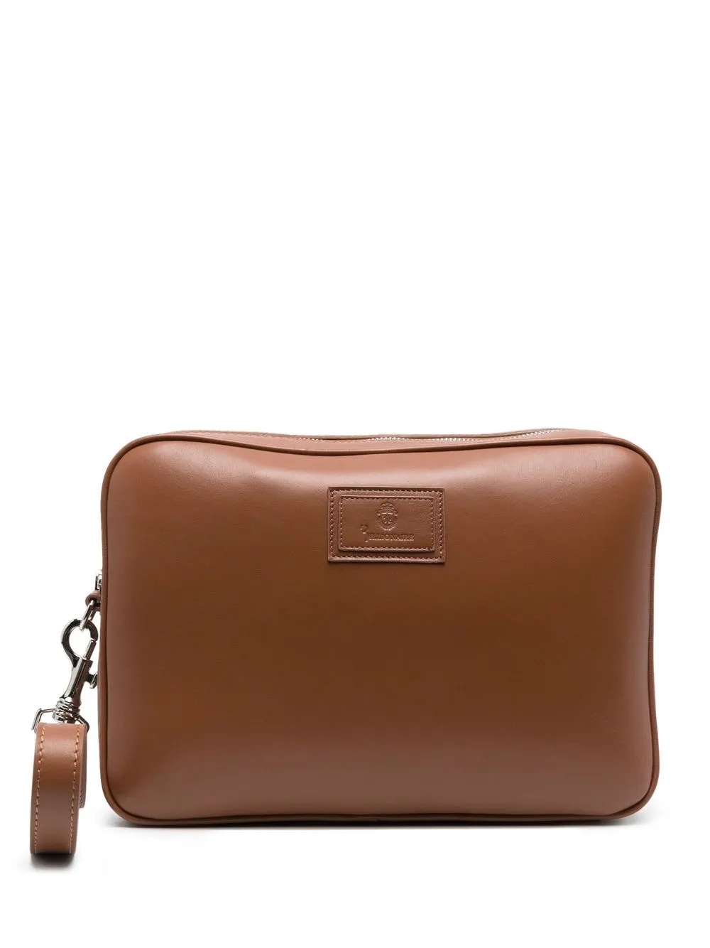 Billionaire logo-patch leather wash bag - Brown