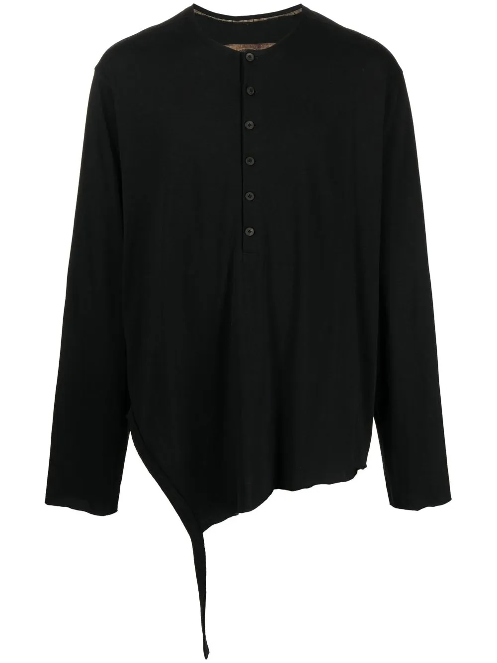 Ziggy Chen button-front long-sleeved T-shirt - Black