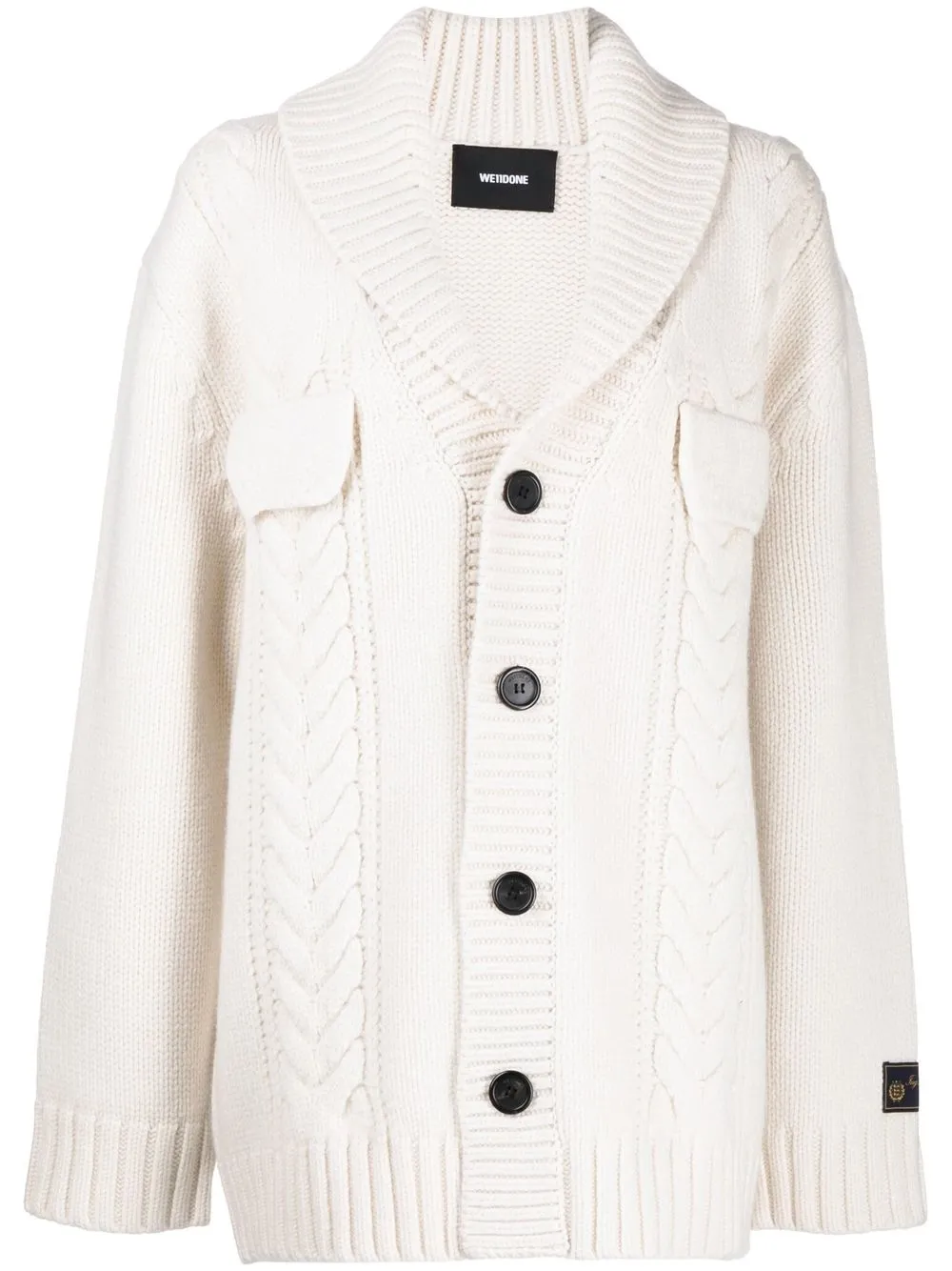 We11done cable-knit cardigan - White