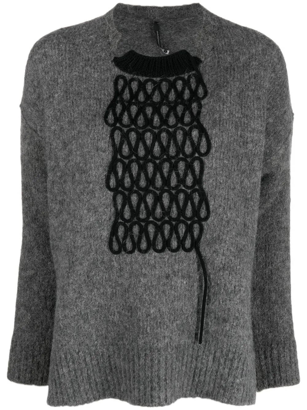 PierAntonioGaspari appliqué-detail crew-neck jumper - Grey
