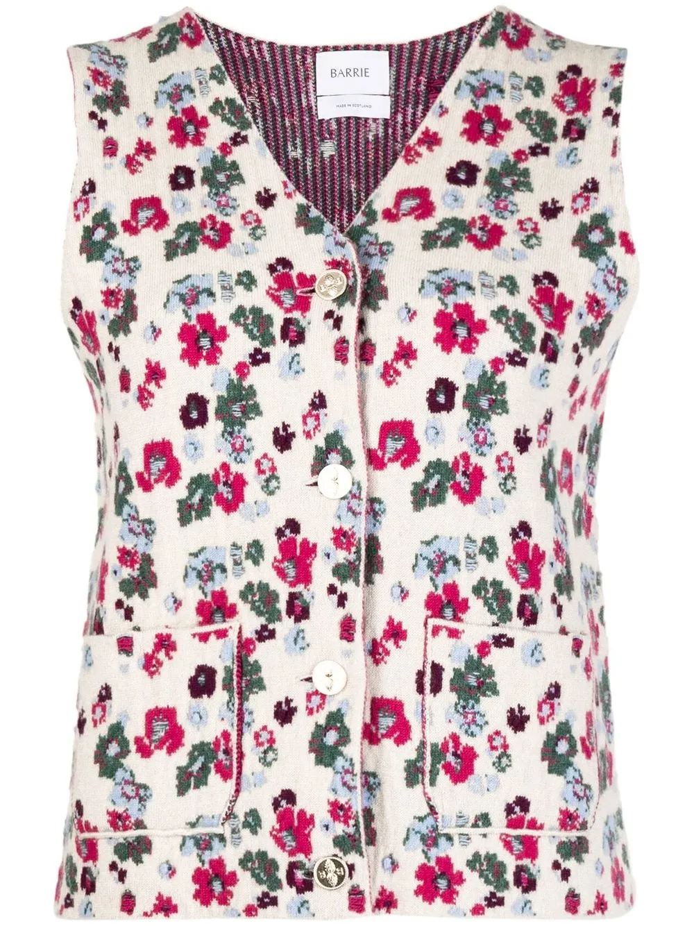 Barrie floral-print button-down vest - Brown
