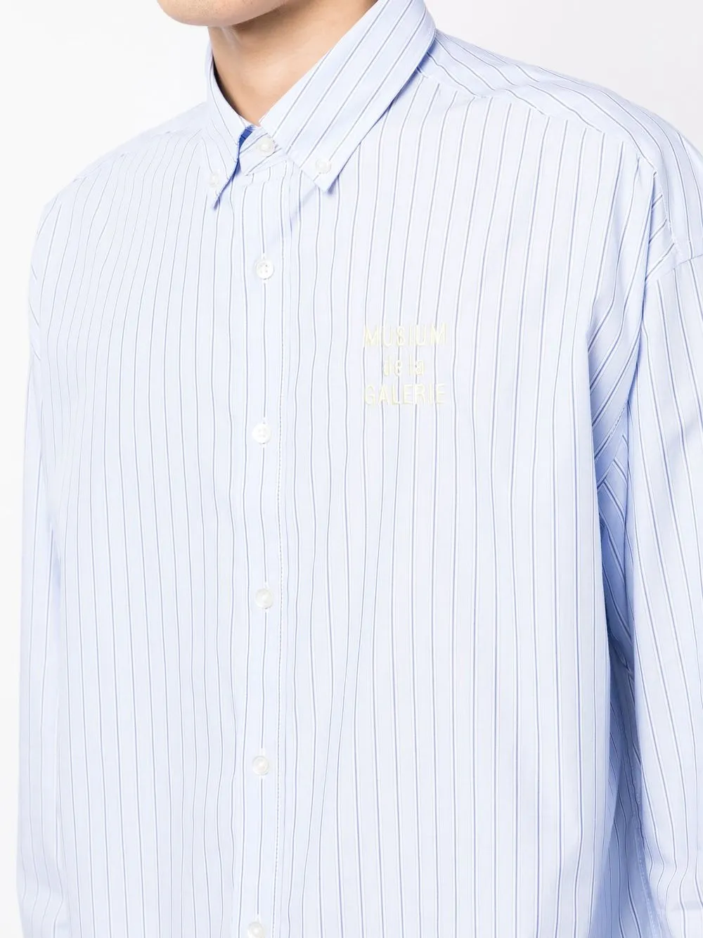 Musium Div Embroidered Logo Striped Shirt Farfetch