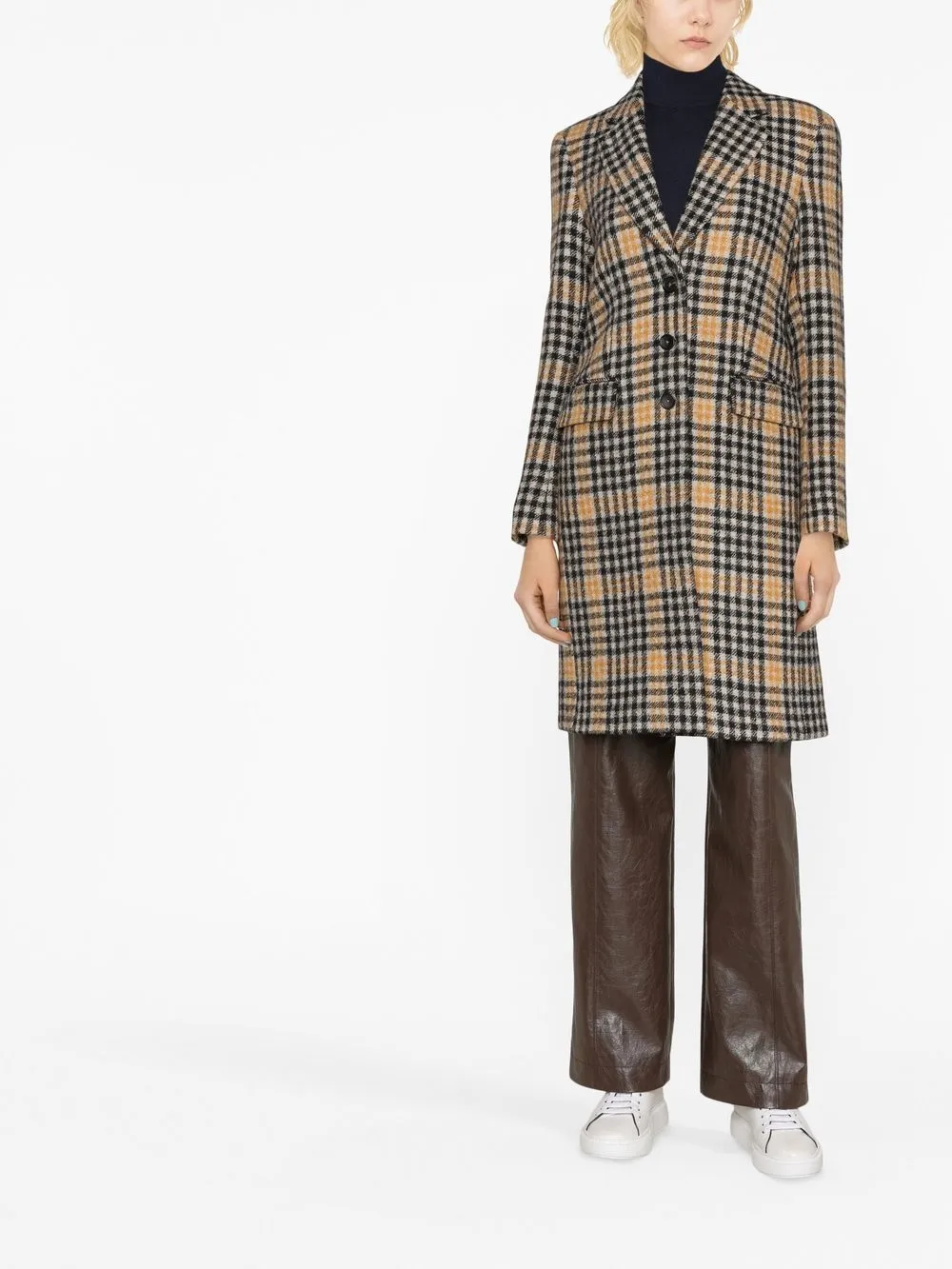 Ps Paul Smith Check Print Buttoned Wool Coat Farfetch