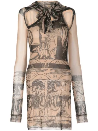 Ottolinger Graphic Print Pussy Bow Dress Farfetch