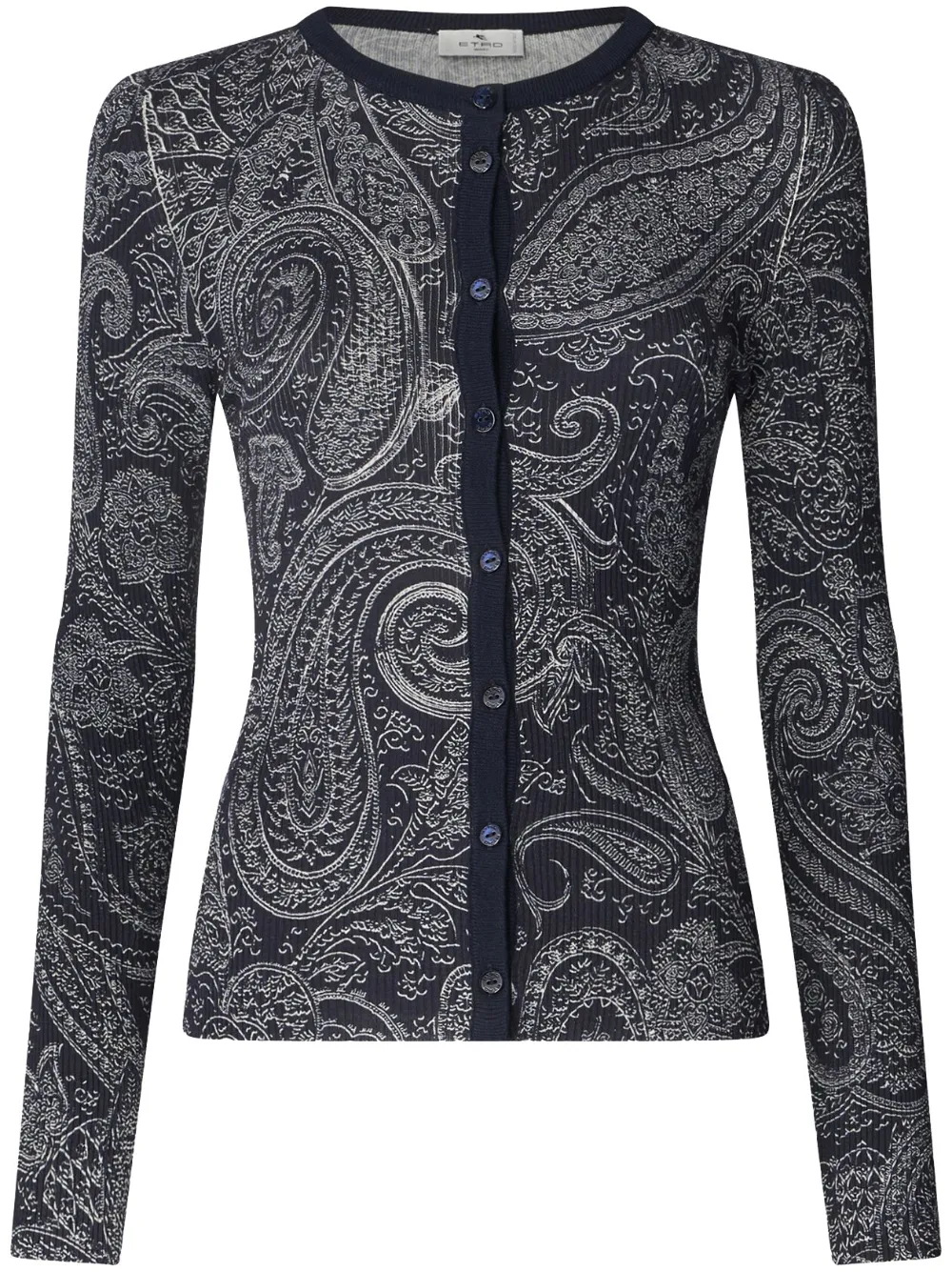 ETRO Paisley Print Round Neck Cardigan Farfetch