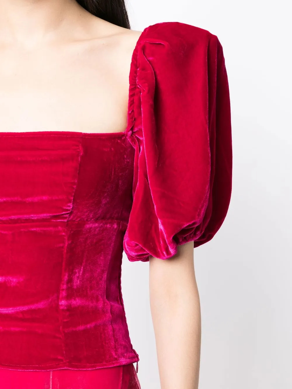 Reformation Luka Velvet Puff Sleeve Top Farfetch