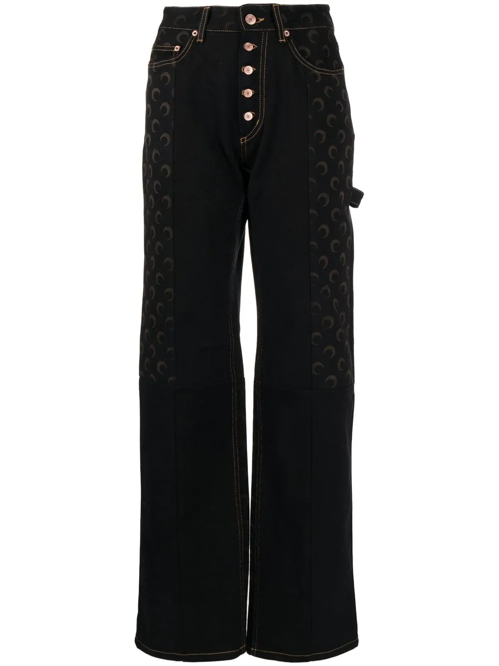 Marine Serre moon-print straight-leg jeans - Black