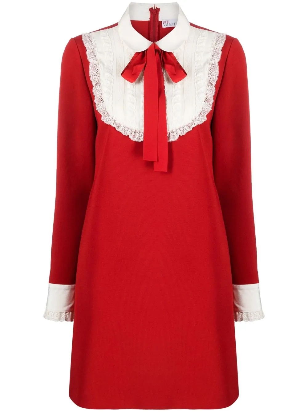 RED Valentino lace-bib long-sleeved minidress