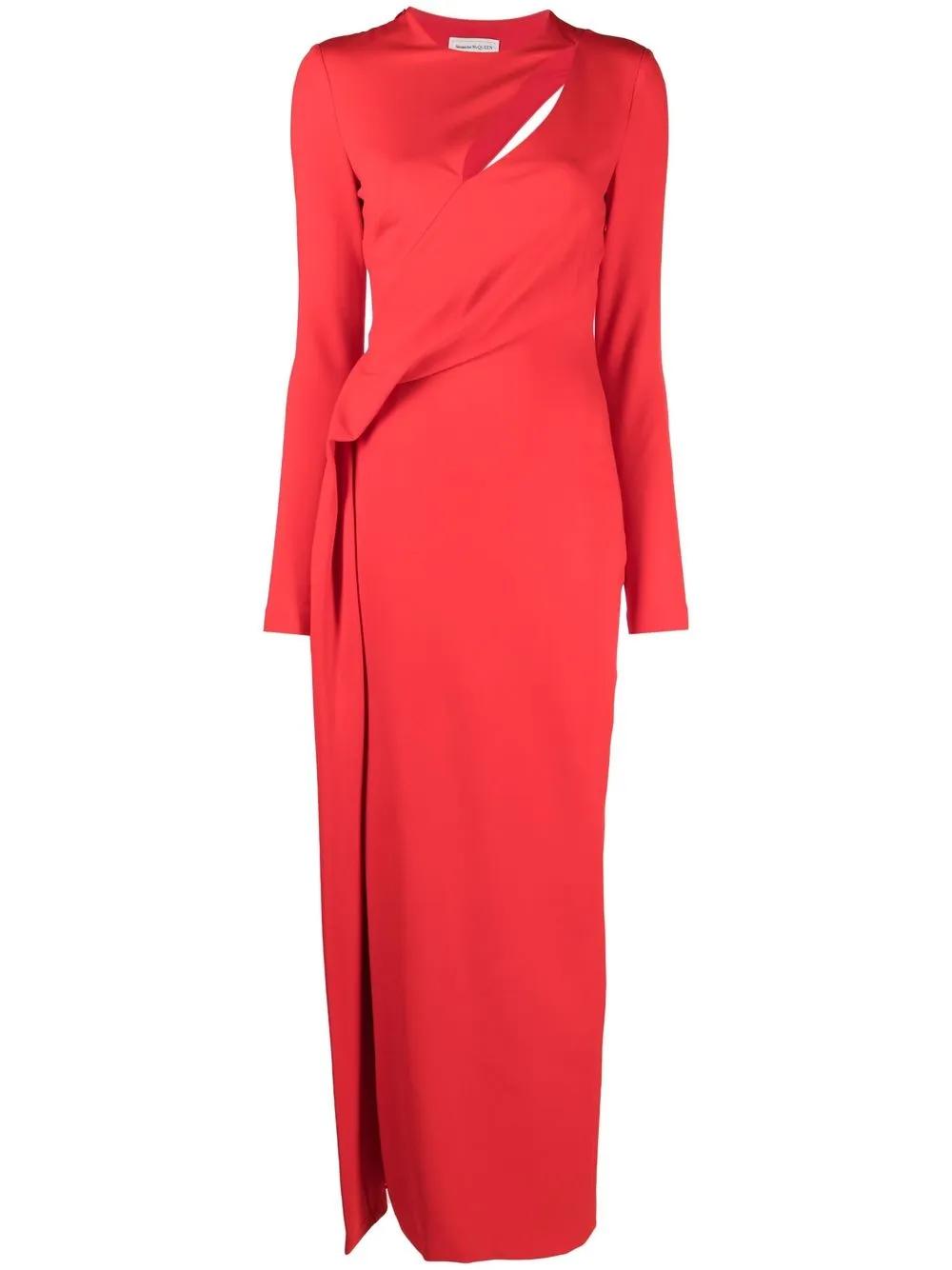 Alexander McQueen cut out-detail long-sleeved gown - Red