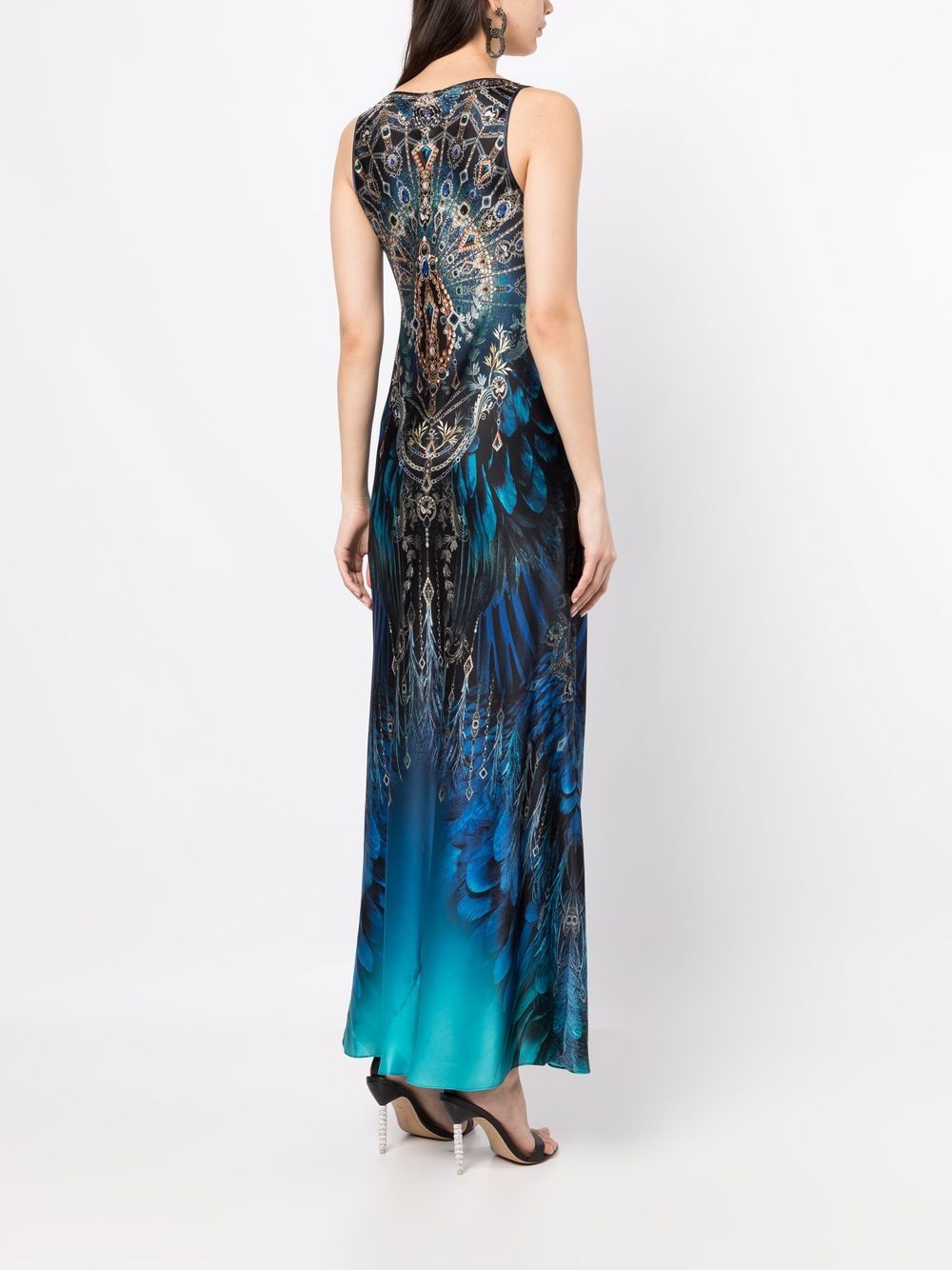 Camilla Floral Print Silk Maxi Dress In Blue Modesens