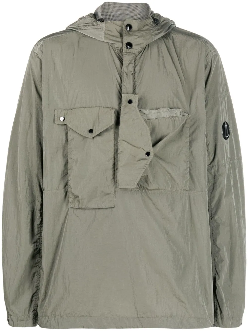C.P. Company logo-patch hooded jacket - Green
