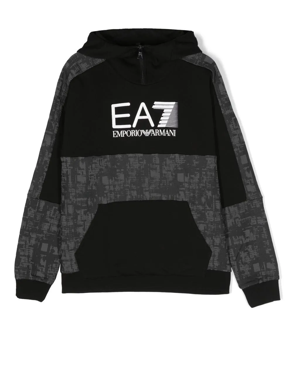 Emporio Armani Kids logo-print panelled hoodie - Black
