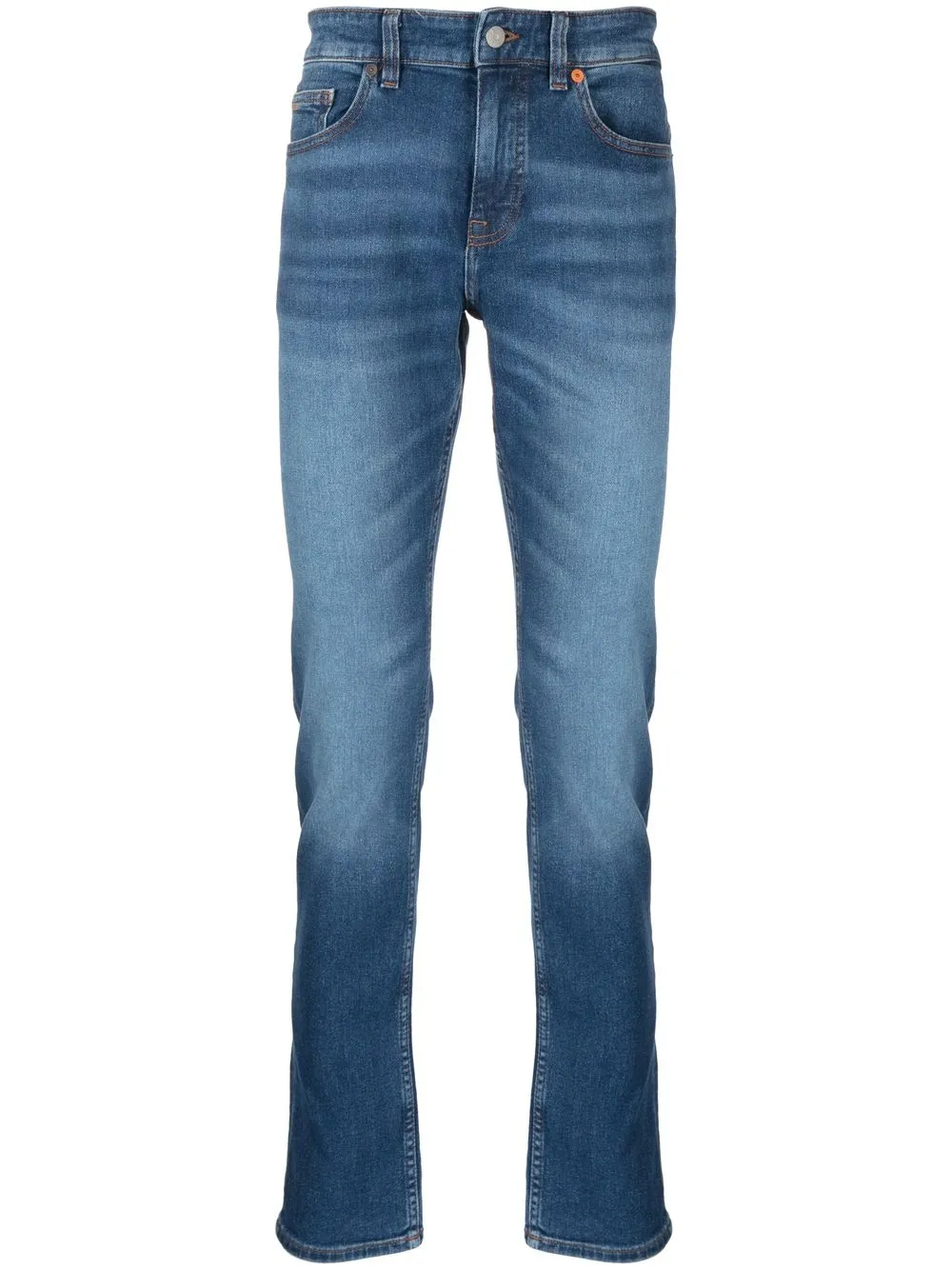 BOSS logo-patch slim-cut jeans - Blue