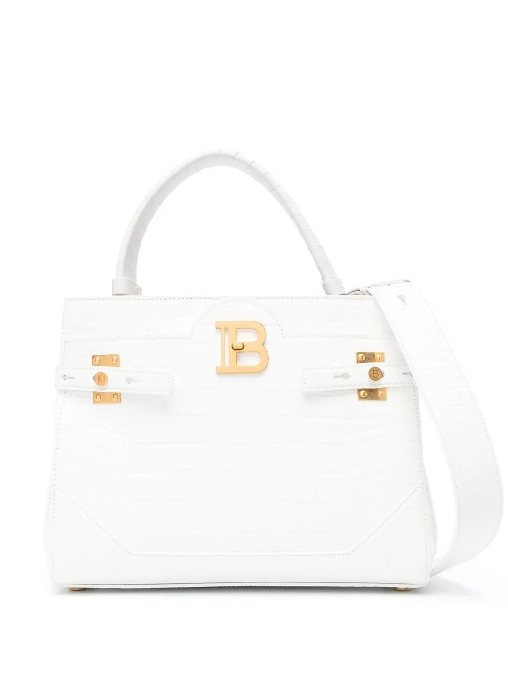 Balmain B-Buzz leather tote bag - White