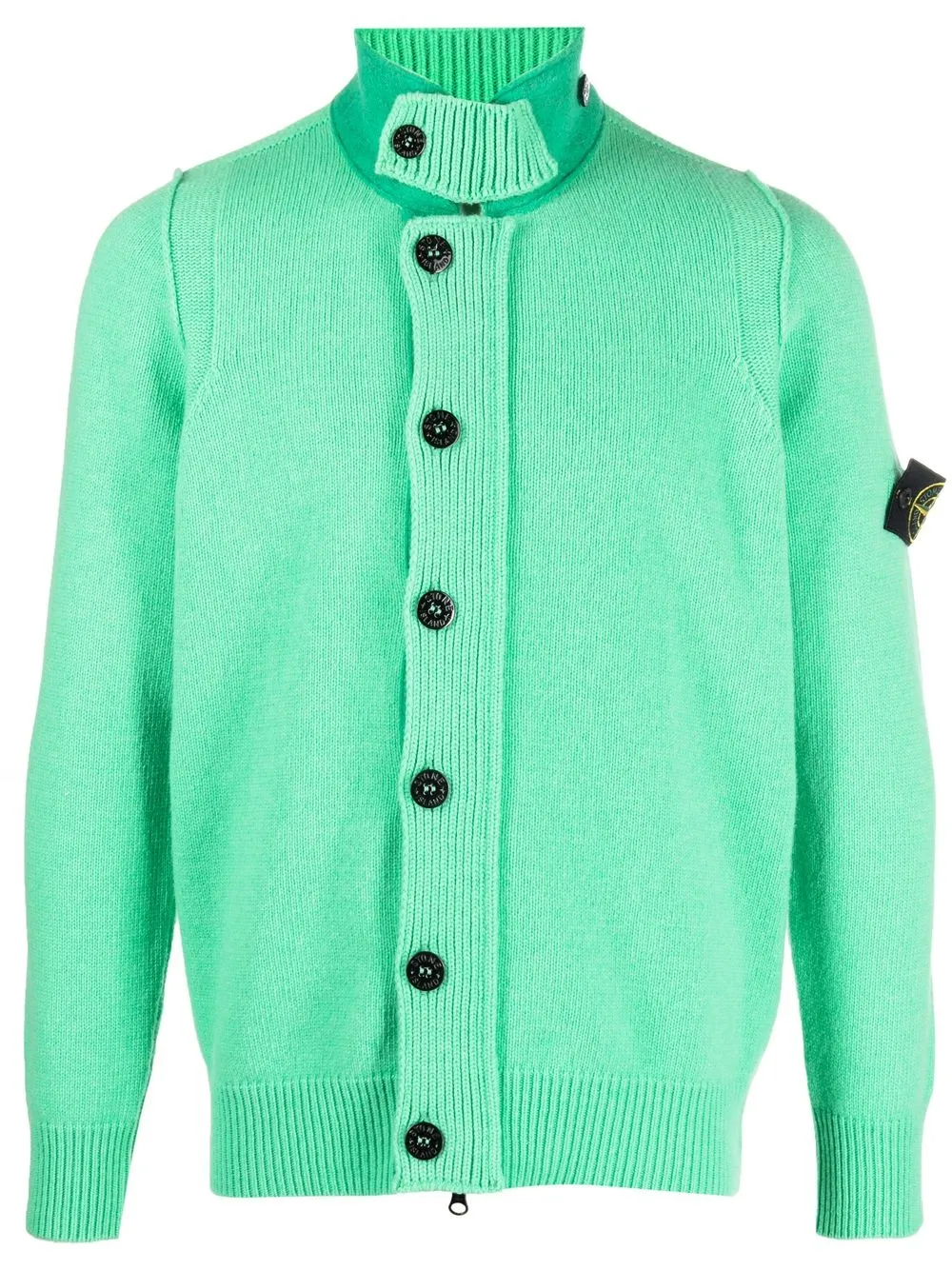 Stone Island Compass-patch high-neck cardigan - Green