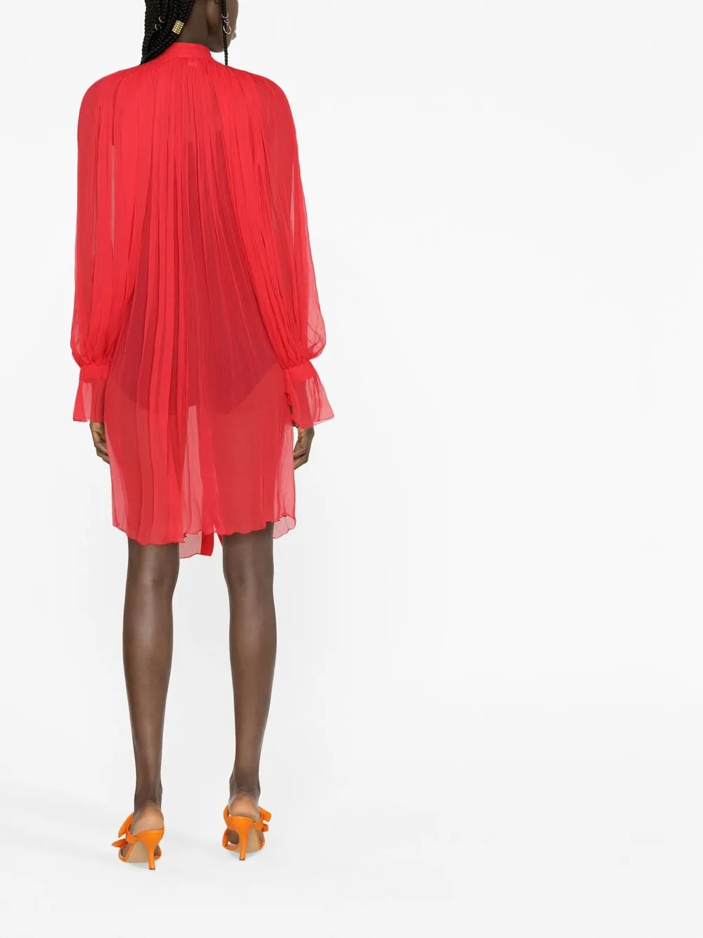 Atu Body Couture Pussy Bow Collar Silk Chiffon Minidress In Modesens